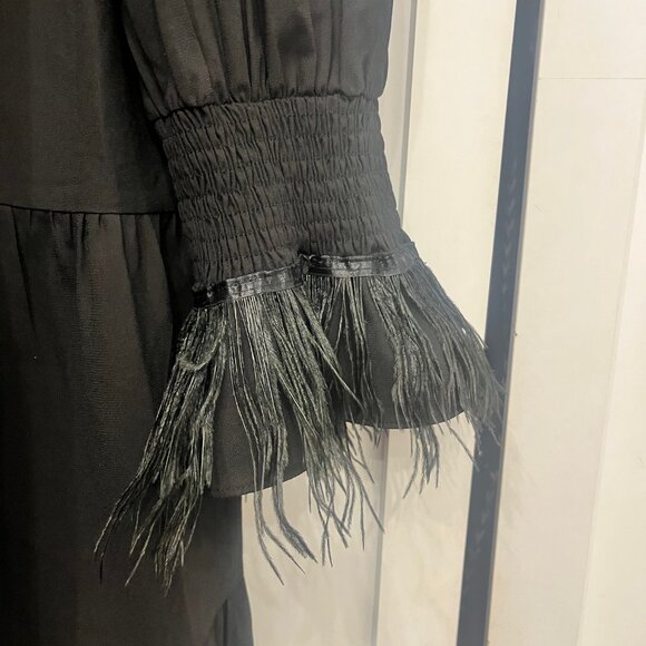 Tuckernuck Pomander Place Black Crepe Kenzo Dress - XXL with feathers added - Picture 5 of 7
